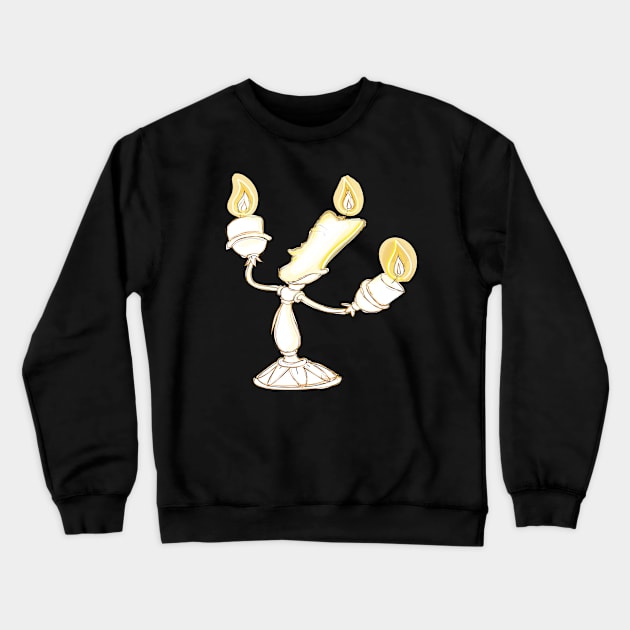 Version  minimalista La bella y la bestia "Lumiere" Crewneck Sweatshirt by Arte Disney Minimalista